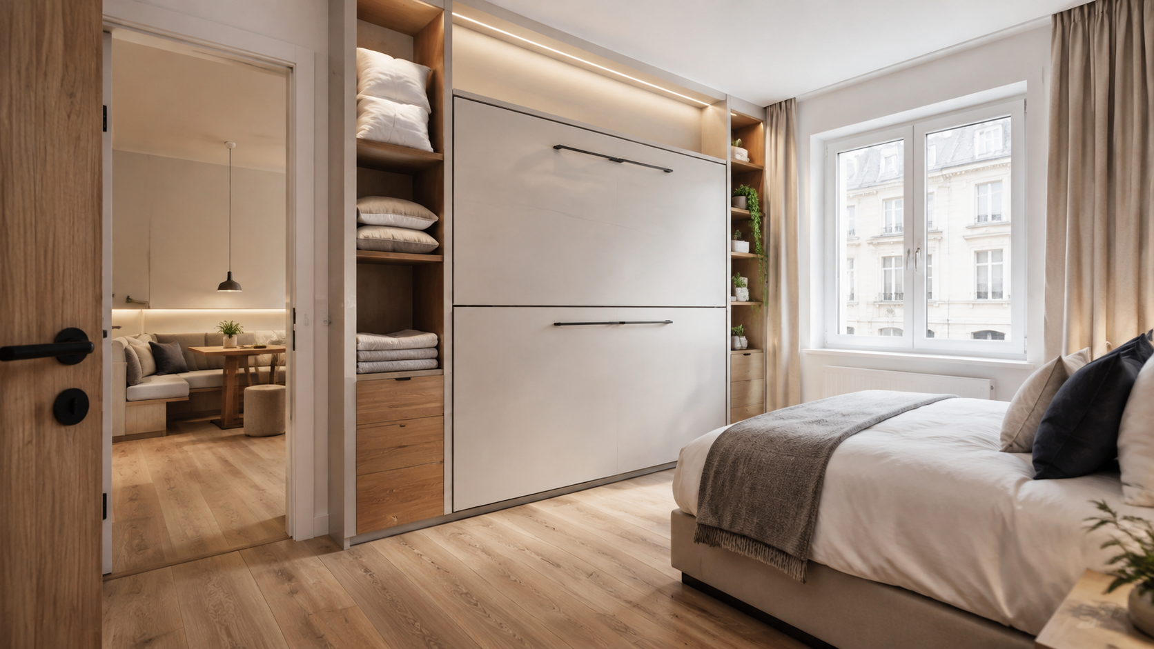 Apartman nakon realizacije — zidni krevet na sprat i sklopivi sto