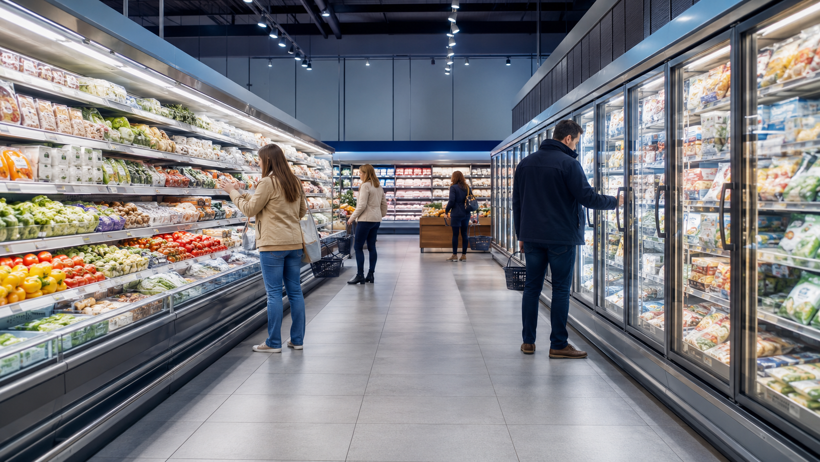 Kupci u prodajnom prostoru Delhaize supermarketa